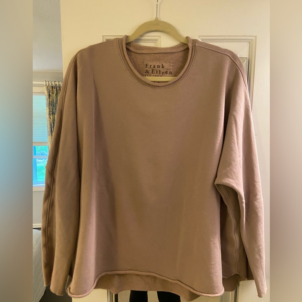 Frank & Eileen Anna Long Sleeve Capelet Sweatshirt Triple Fleece Pink Large